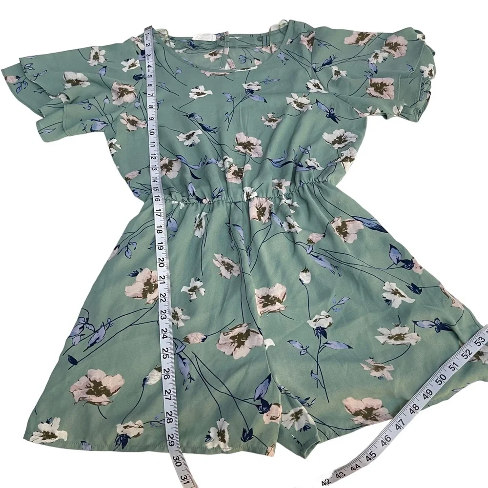 Sienna Sky Floral Spring Short Ruffled Sleeve Romper Size S - Picture 8 of 11